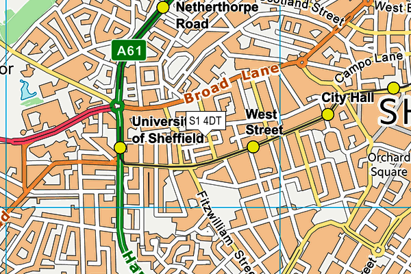 S1 4DT map - OS VectorMap District (Ordnance Survey)