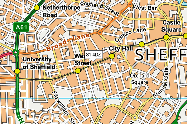 S1 4DZ map - OS VectorMap District (Ordnance Survey)