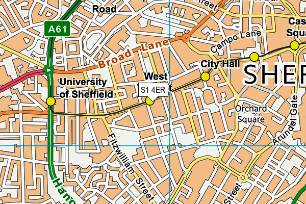 S1 4ER map - OS VectorMap District (Ordnance Survey)