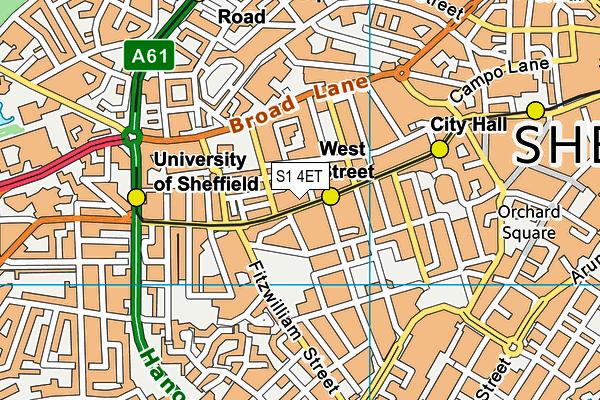 S1 4ET map - OS VectorMap District (Ordnance Survey)