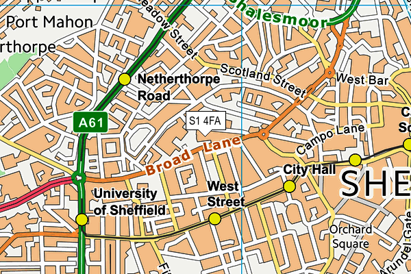 S1 4FA map - OS VectorMap District (Ordnance Survey)