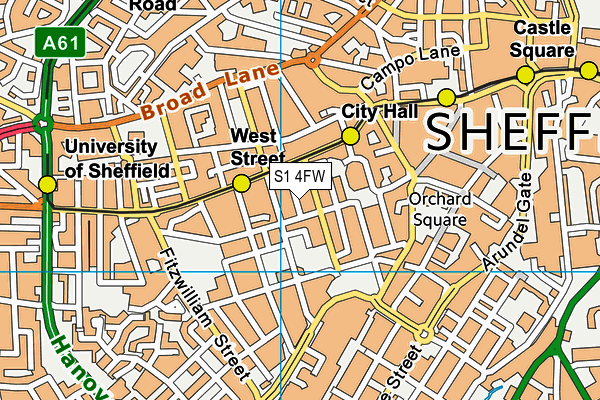 S1 4FW map - OS VectorMap District (Ordnance Survey)