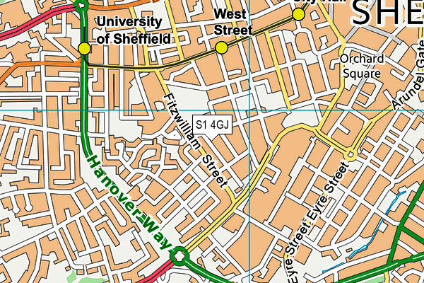 S1 4GJ map - OS VectorMap District (Ordnance Survey)