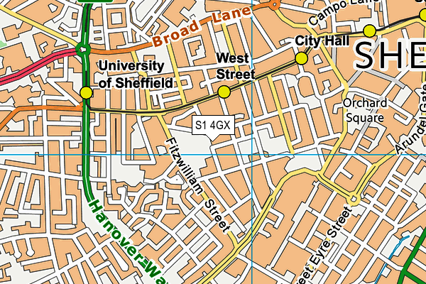 S1 4GX map - OS VectorMap District (Ordnance Survey)