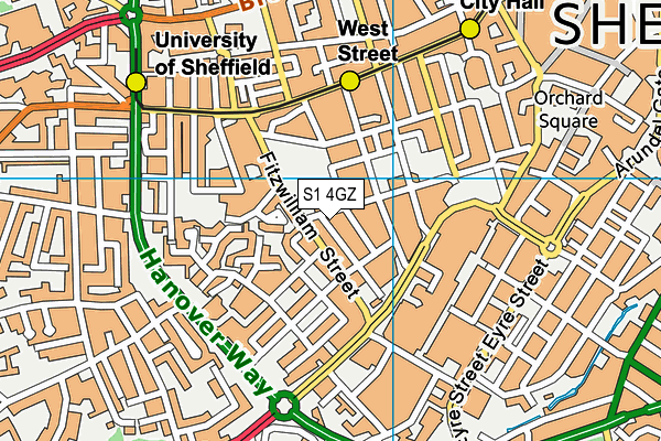 S1 4GZ map - OS VectorMap District (Ordnance Survey)