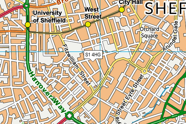 S1 4HG map - OS VectorMap District (Ordnance Survey)