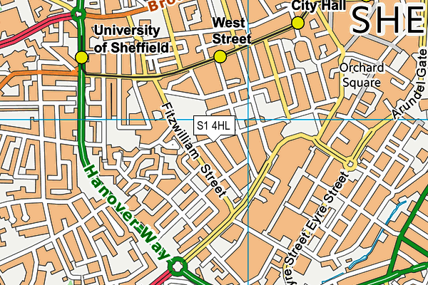 S1 4HL map - OS VectorMap District (Ordnance Survey)