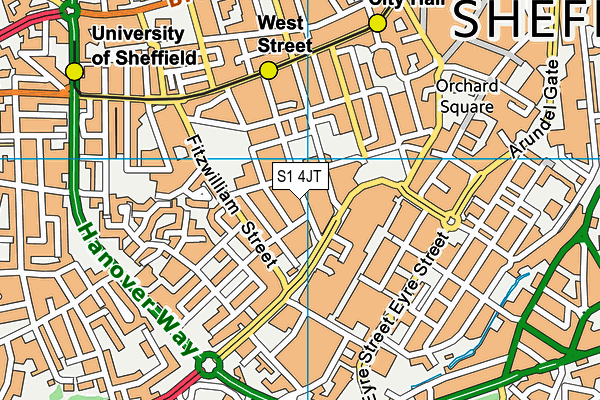 S1 4JT map - OS VectorMap District (Ordnance Survey)