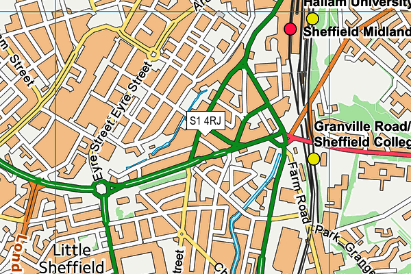 S1 4RJ map - OS VectorMap District (Ordnance Survey)