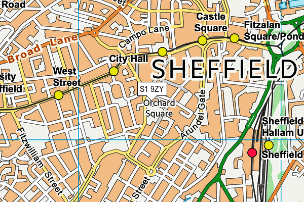 S1 9ZY map - OS VectorMap District (Ordnance Survey)