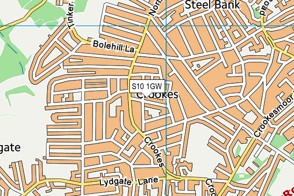 S10 1GW map - OS VectorMap District (Ordnance Survey)