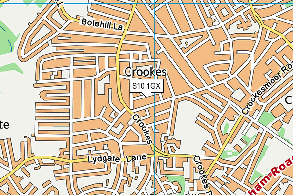 S10 1GX map - OS VectorMap District (Ordnance Survey)