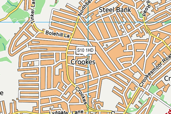 S10 1HD map - OS VectorMap District (Ordnance Survey)