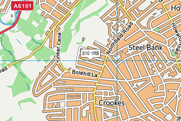 S10 1RB map - OS VectorMap District (Ordnance Survey)