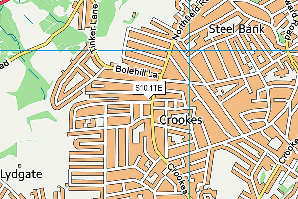 S10 1TE map - OS VectorMap District (Ordnance Survey)
