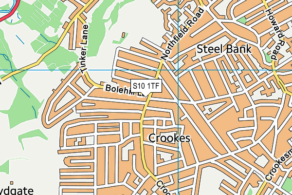 S10 1TF map - OS VectorMap District (Ordnance Survey)