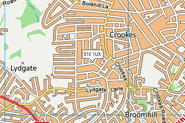 S10 1UX map - OS VectorMap District (Ordnance Survey)