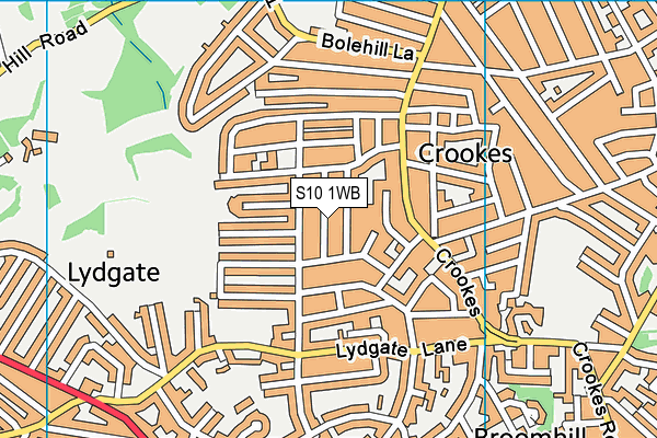 S10 1WB map - OS VectorMap District (Ordnance Survey)