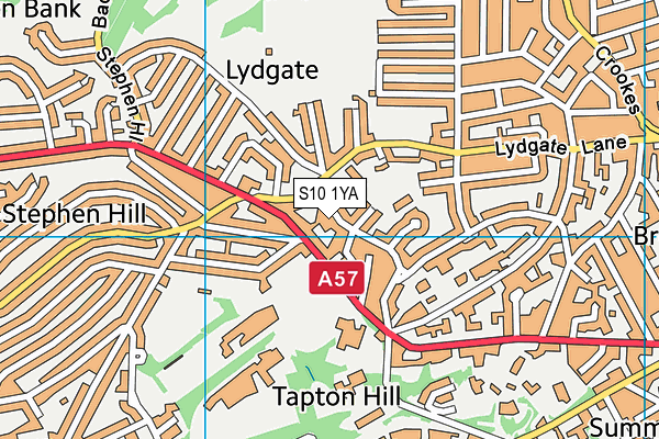 S10 1YA map - OS VectorMap District (Ordnance Survey)