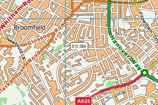 S10 2BA map - OS VectorMap District (Ordnance Survey)