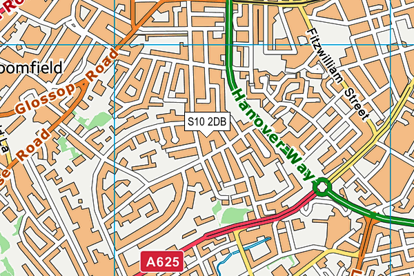 S10 2DB map - OS VectorMap District (Ordnance Survey)