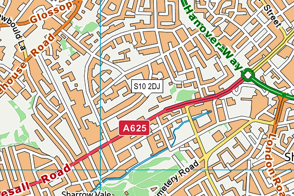 S10 2DJ map - OS VectorMap District (Ordnance Survey)