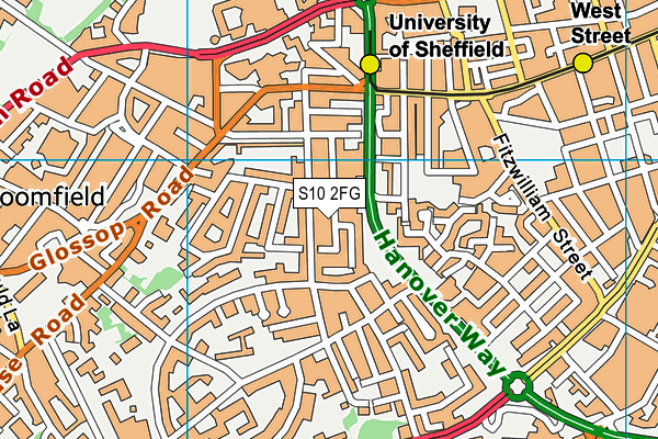 S10 2FG map - OS VectorMap District (Ordnance Survey)