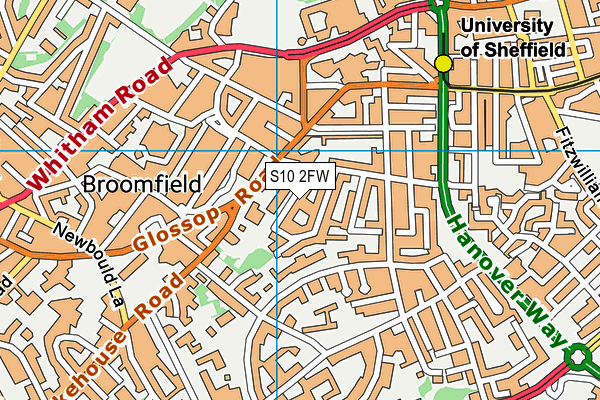 S10 2FW map - OS VectorMap District (Ordnance Survey)