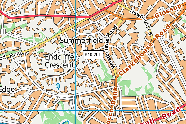 Endcliffe Tennis Courts map (S10 2LL) - OS VectorMap District (Ordnance Survey)