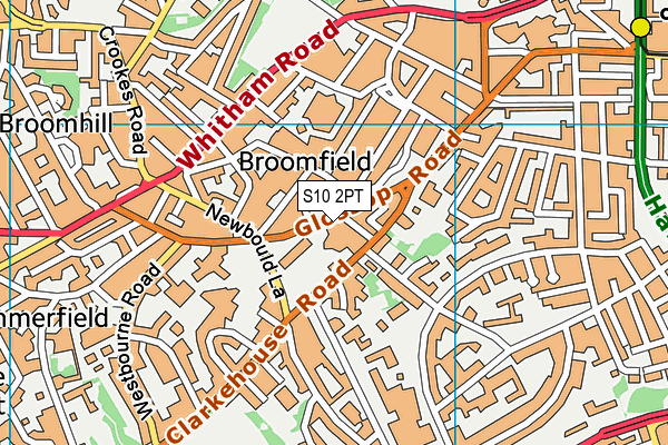 S10 2PT map - OS VectorMap District (Ordnance Survey)