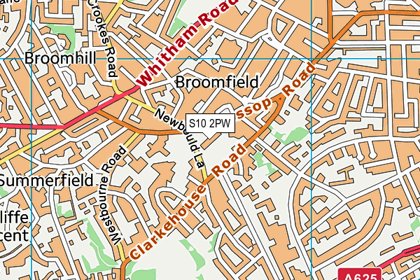 S10 2PW map - OS VectorMap District (Ordnance Survey)