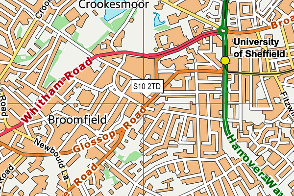 S10 2TD map - OS VectorMap District (Ordnance Survey)