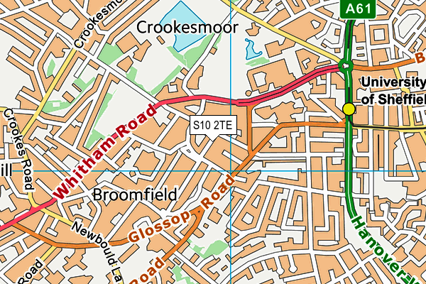 S10 2TE map - OS VectorMap District (Ordnance Survey)