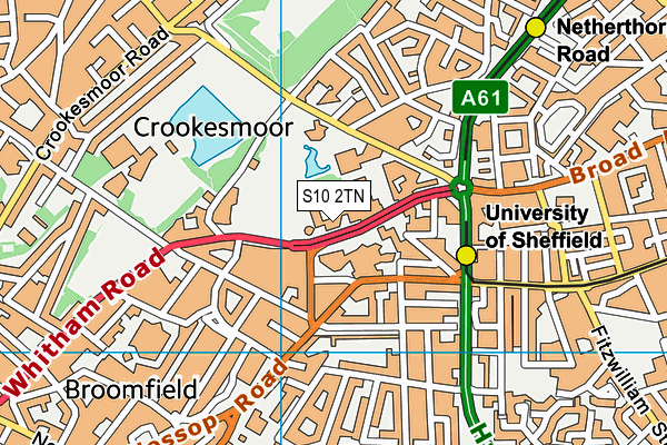University of Sheffield map (S10 2TN) - OS VectorMap District (Ordnance Survey)