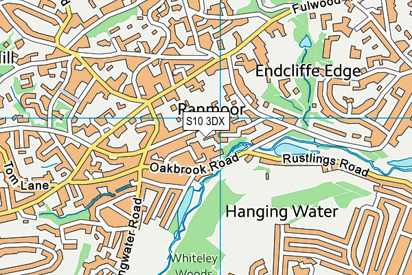 S10 3DX map - OS VectorMap District (Ordnance Survey)