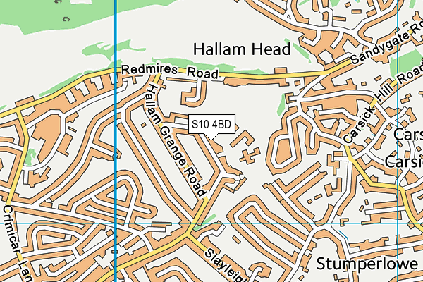 Hallam Primary School map (S10 4BD) - OS VectorMap District (Ordnance Survey)