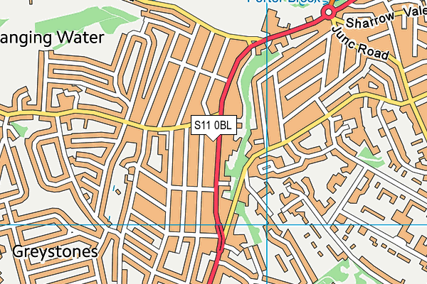 S11 0BL map - OS VectorMap District (Ordnance Survey)