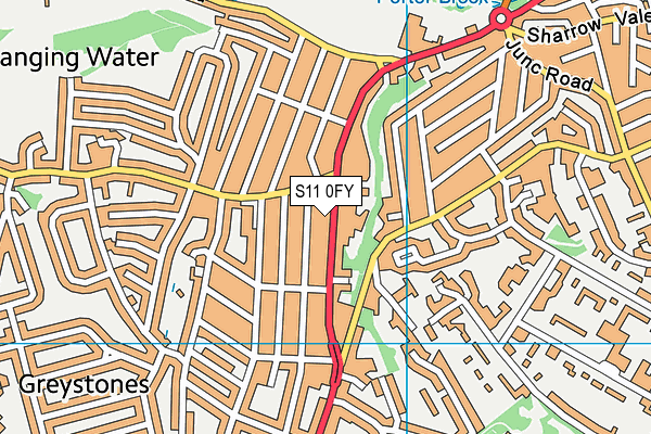 S11 0FY map - OS VectorMap District (Ordnance Survey)