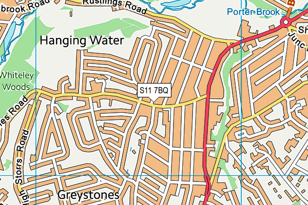 S11 7BQ map - OS VectorMap District (Ordnance Survey)