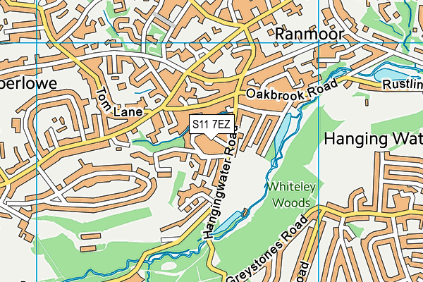 S11 7EZ map - OS VectorMap District (Ordnance Survey)