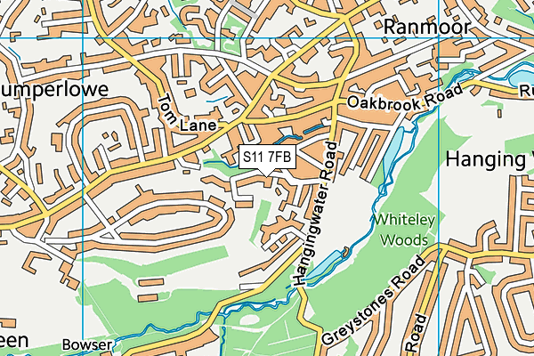 S11 7FB map - OS VectorMap District (Ordnance Survey)