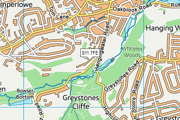 S11 7FE map - OS VectorMap District (Ordnance Survey)