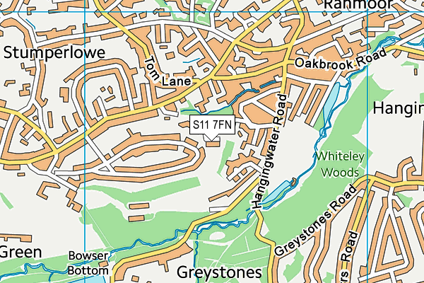 S11 7FN map - OS VectorMap District (Ordnance Survey)