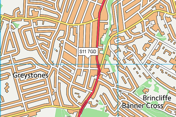 S11 7GD map - OS VectorMap District (Ordnance Survey)