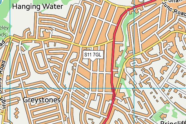Greystones Primary School map (S11 7GL) - OS VectorMap District (Ordnance Survey)