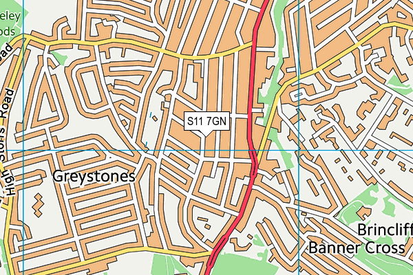 S11 7GN map - OS VectorMap District (Ordnance Survey)