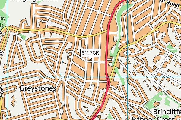 S11 7GR map - OS VectorMap District (Ordnance Survey)