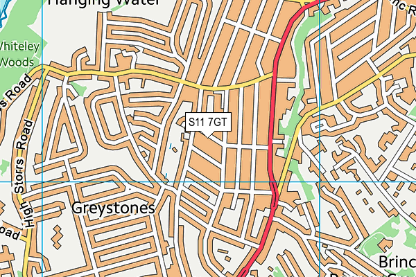 S11 7GT map - OS VectorMap District (Ordnance Survey)