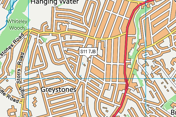 S11 7JB map - OS VectorMap District (Ordnance Survey)