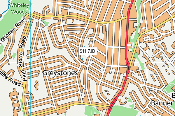 S11 7JD map - OS VectorMap District (Ordnance Survey)